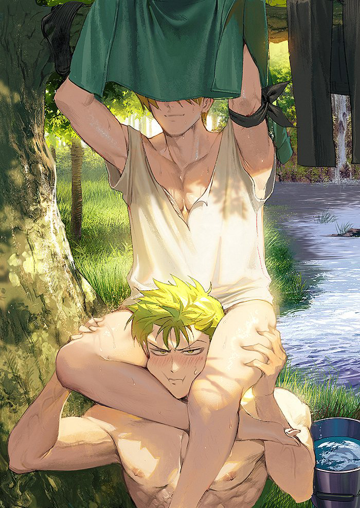 roronoa zoro and sanji (one piece) drawn by runa_(nori31291404)