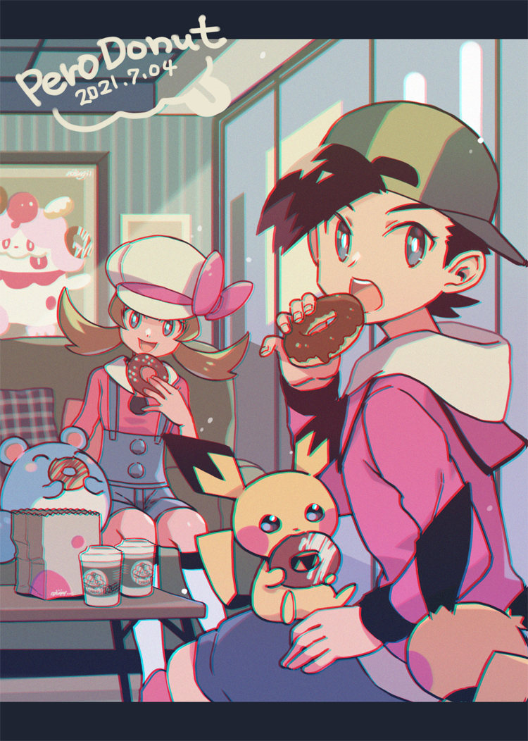 ethan, lyra, pichu, marill, and slurpuff (pokemon and 1 more) drawn by xichii