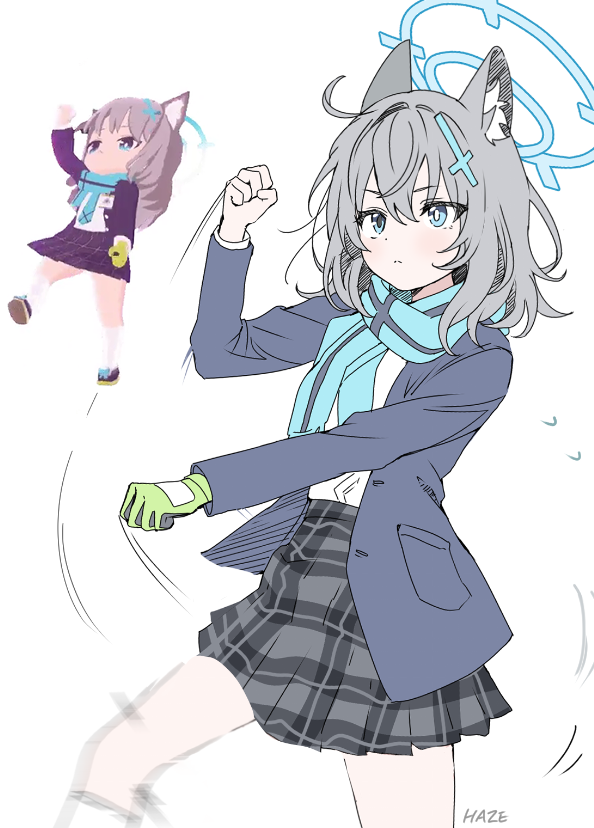 shiroko (blue archive and 1 more) drawn by haze_(ohw8g)