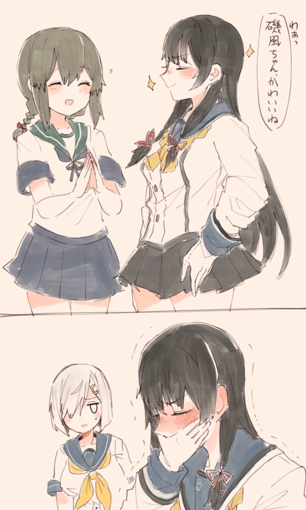 hamakaze, isokaze, and isonami (kantai collection) drawn by itomugi-kun