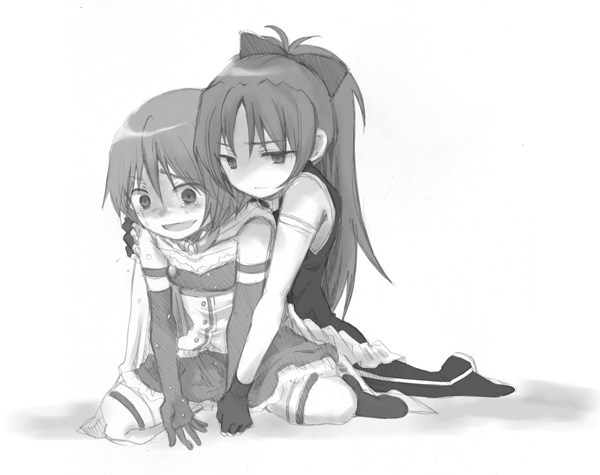 miki sayaka and sakura kyoko (mahou shoujo madoka magica) drawn by aki_eda