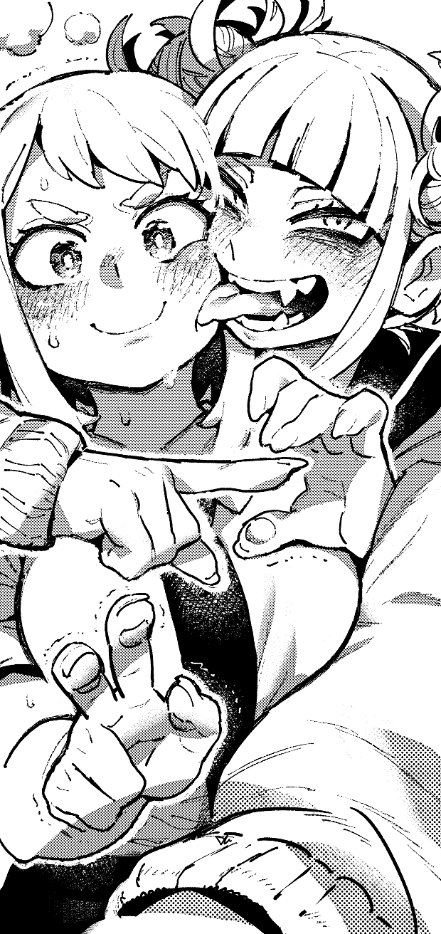 uraraka ochaco and toga himiko (boku no hero academia) drawn by ireading
