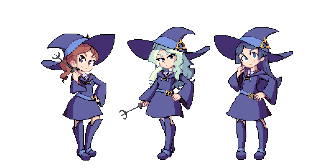 diana cavendish, barbara parker, and hanna england (little witch academia) drawn by christian_john_sanchez