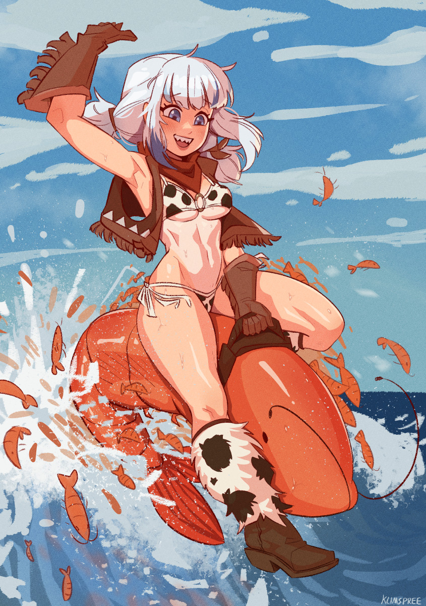 gawr gura (hololive and 1 more) drawn by klimspree
