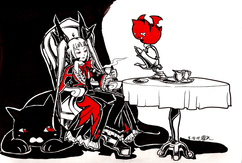 rachel alucard, gii, and nago (blazblue) drawn by deityofshadows