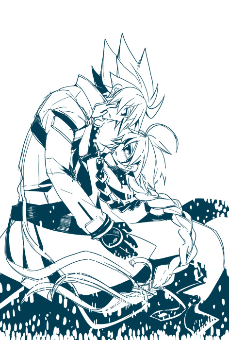 ragna the bloodedge and nu-13 (blazblue) drawn by kuro_yuzu