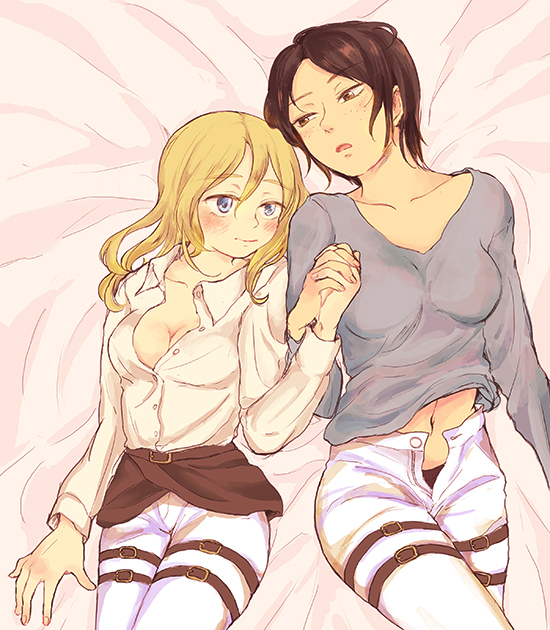 krista lenz and ymir (shingeki no kyojin) drawn by masao_(ebi_no_osushi)