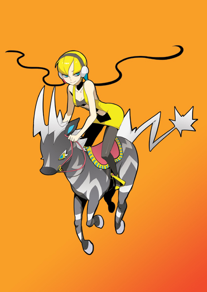 elesa and zebstrika (pokemon and 1 more) drawn by katori_(katokichi)