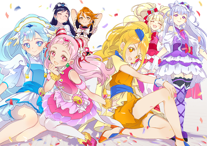 misumi nagisa, yukishiro honoka, cure black, cure white, nono hana, and 9 more (precure and 2 more) drawn by hoshi_(xingspresent)