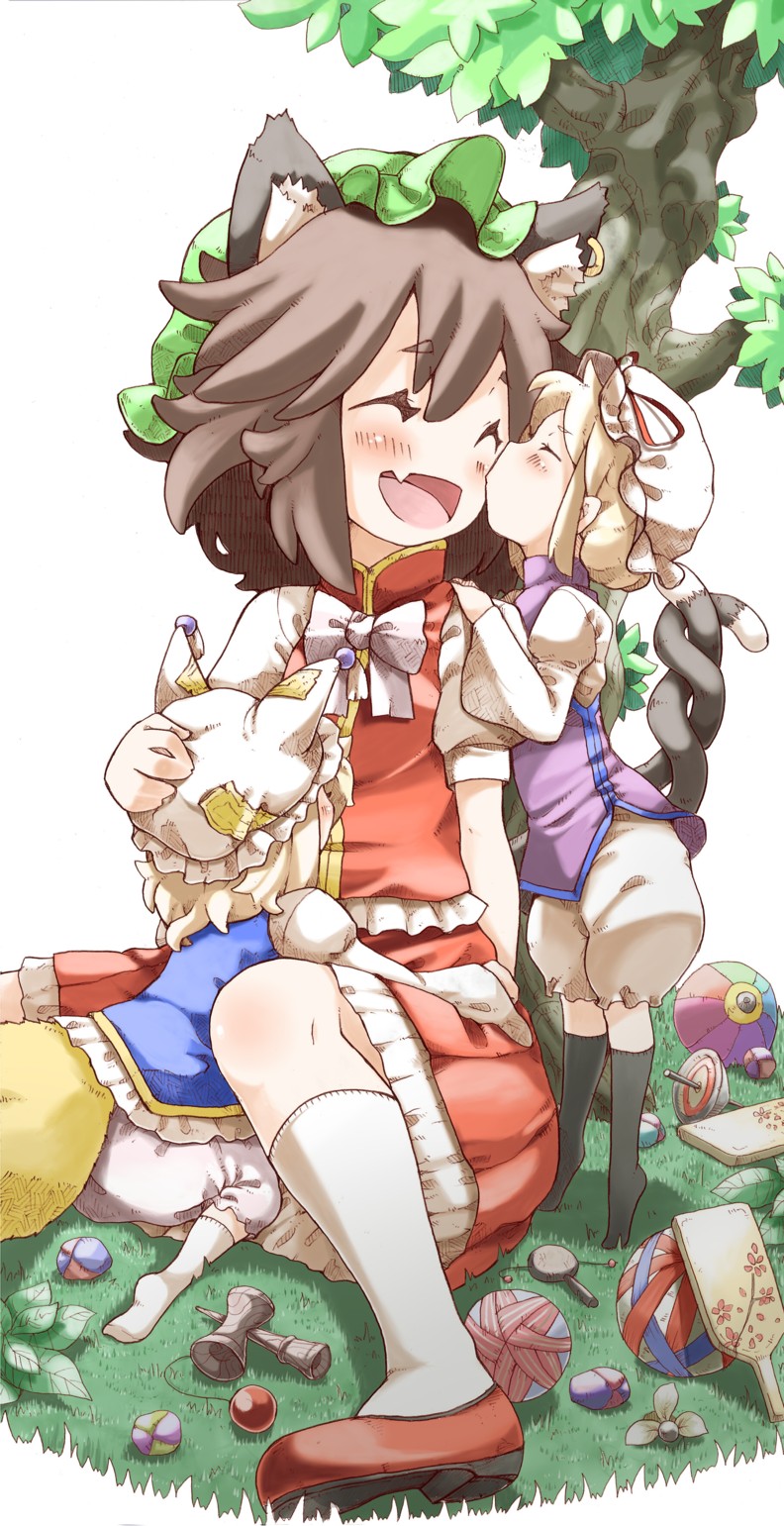 yakumo yukari, yakumo ran, and chen (touhou) drawn by shunsuke