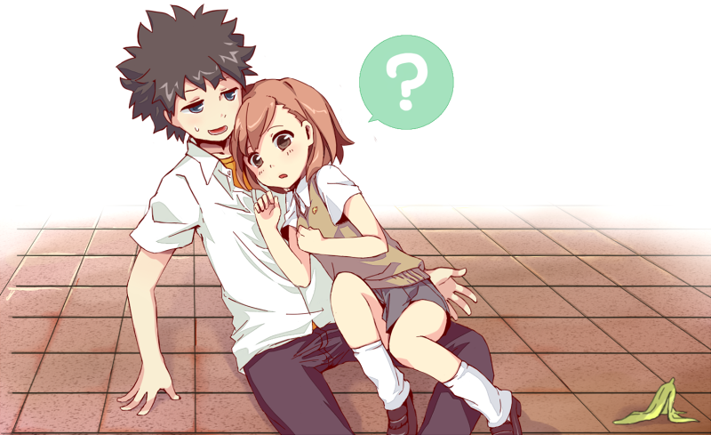 misaka mikoto and kamijou touma (toaru majutsu no index and 1 more) drawn by remmo