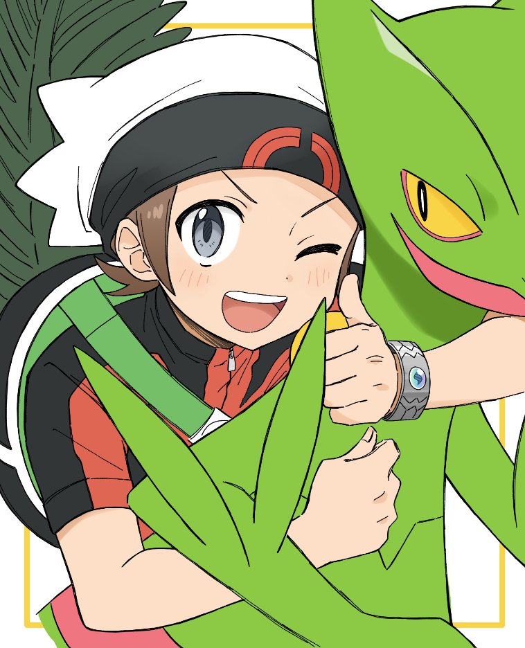 brendan and sceptile (pokemon and 1 more) drawn by 0ming_p