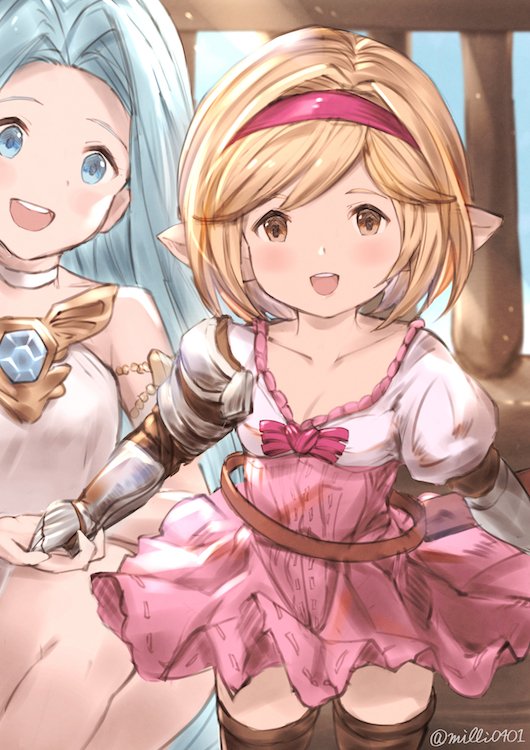 djeeta, lyria, and fighter (granblue fantasy) drawn by milli_little