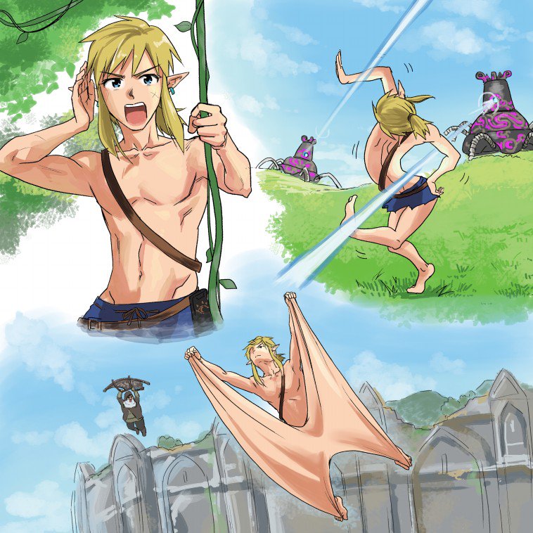 link, guardian, and old man (the legend of zelda and 2 more) drawn by monbetsu_kuniharu