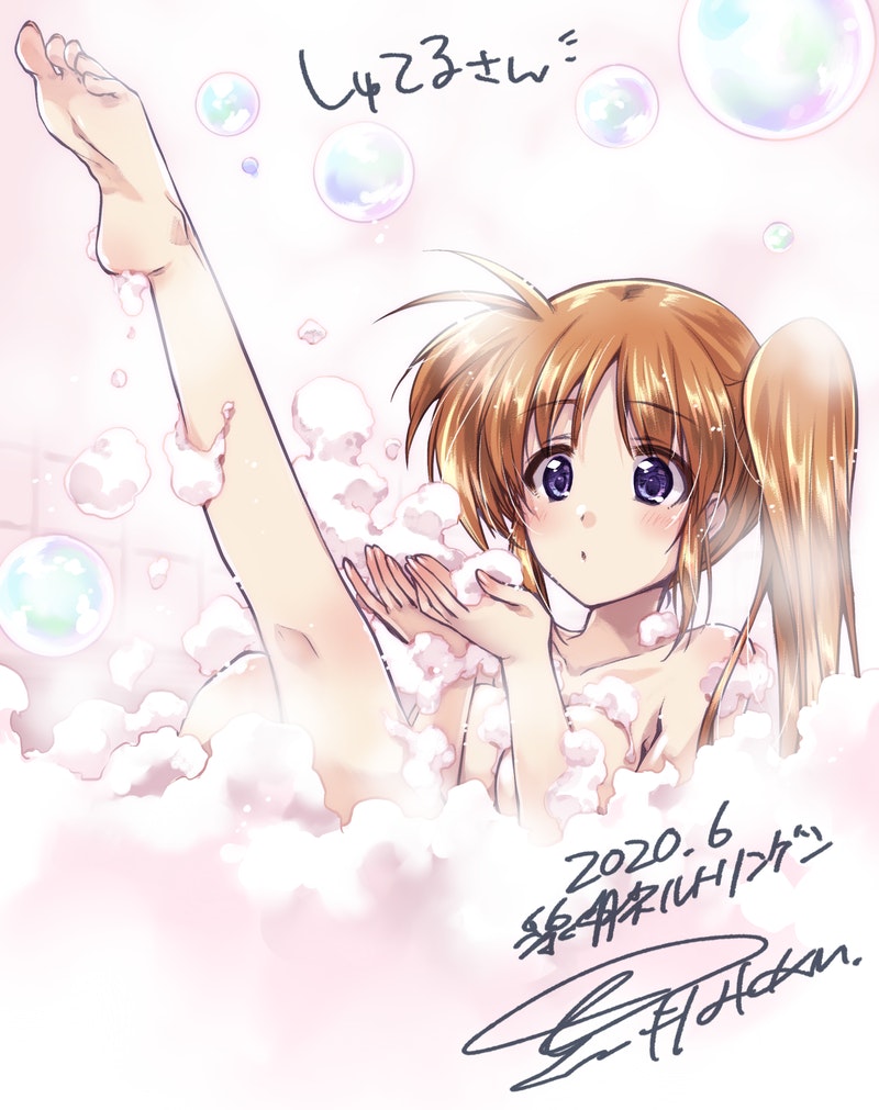 takamachi nanoha (lyrical nanoha and 1 more) drawn by kuroi_mimei