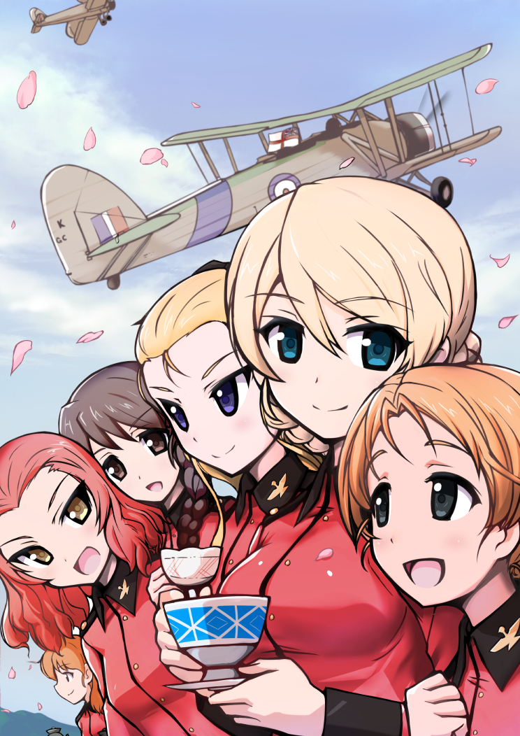 darjeeling, orange pekoe, rosehip, assam, and rukuriri (girls und panzer) drawn by aegis_(theoryiv)