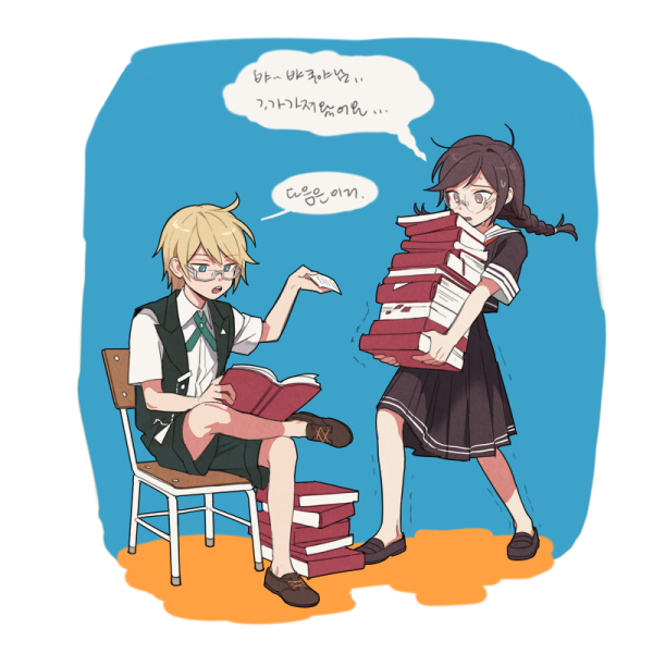 fukawa toko and togami byakuya (danganronpa and 1 more) drawn by dg_xhs