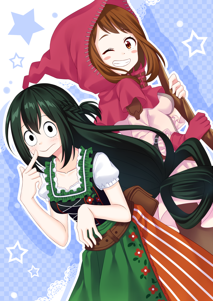 uraraka ochaco and asui tsuyu (boku no hero academia) drawn by kitsuneco