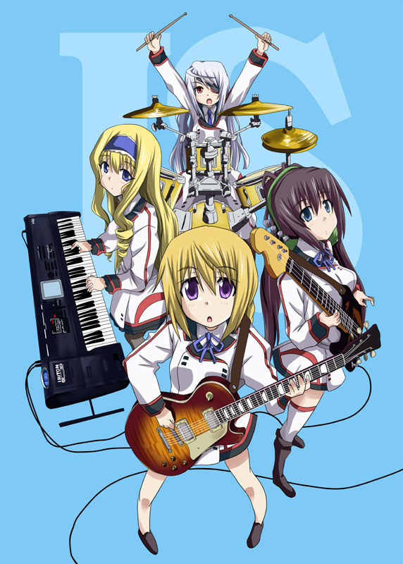 charlotte dunois, cecilia alcott, laura bodewig, shinonono houki, and hikasa youko (k-on! and 1 more) drawn by mister_(black_and_white)