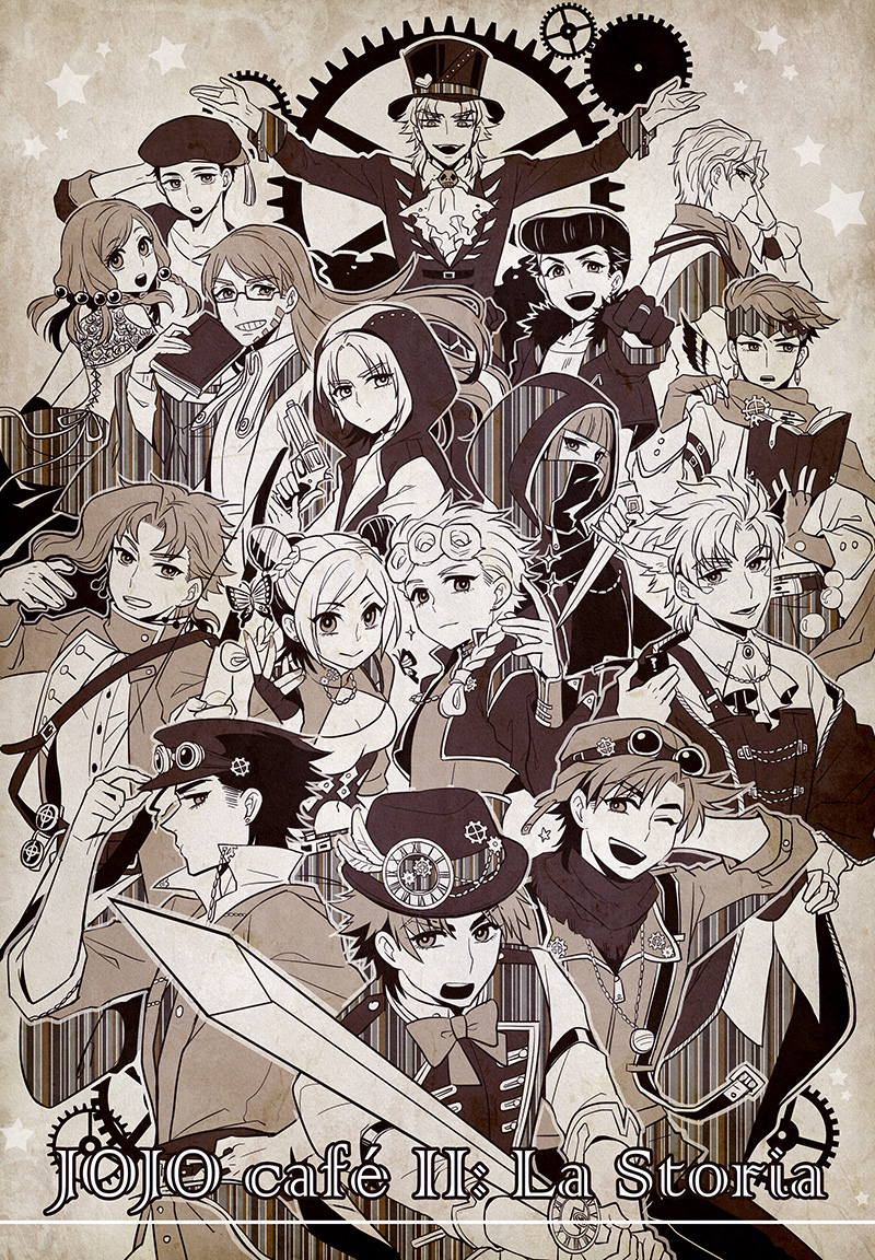 joseph joestar, kujo jotaro, dio brando, caesar anthonio zeppeli, kujo jolyne, and 10 more (jojo no kimyou na bouken and 8 more) drawn by nightcat