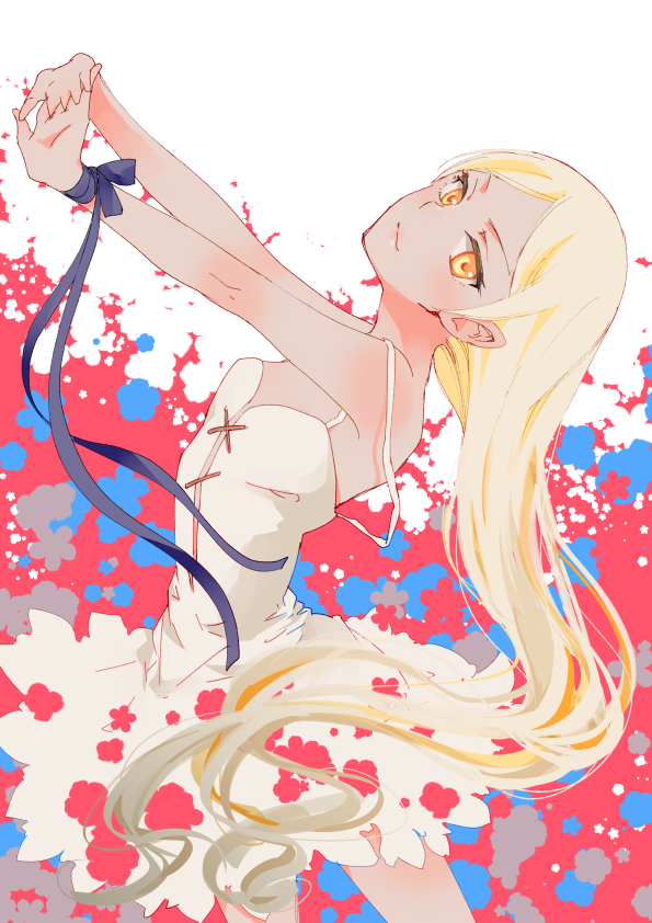 oshino shinobu and kiss-shot acerola-orion heart-under-blade (monogatari and 1 more) drawn by millecrepe