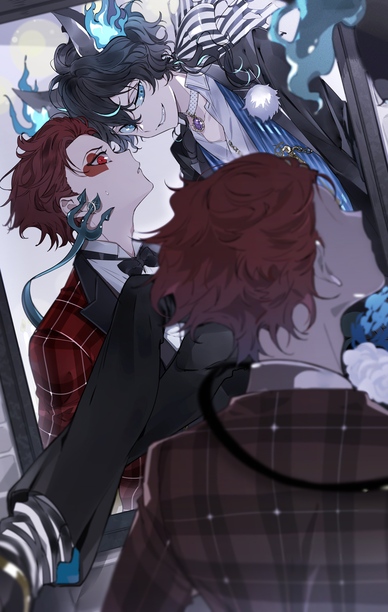 ace trappola and grim (twisted wonderland) drawn by suou_(sdurorhr)