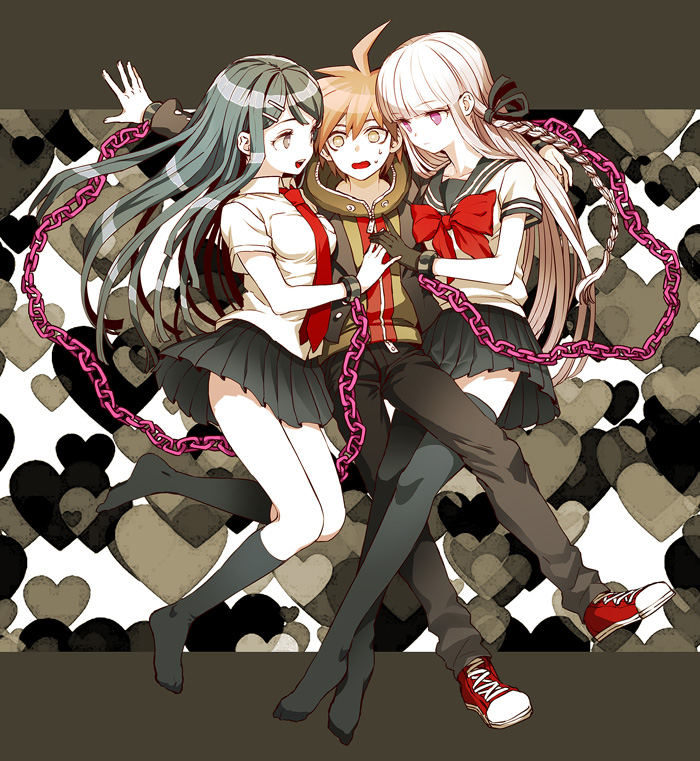 kirigiri kyoko, naegi makoto, and maizono sayaka (danganronpa and 1 more) drawn by zakki