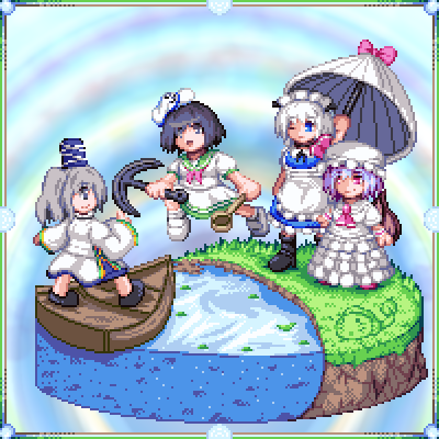 remilia scarlet, izayoi sakuya, mononobe no futo, and murasa minamitsu (touhou) drawn by kisasage_kouta