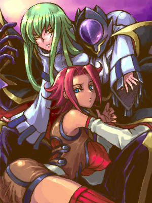 c.c., kouzuki kallen, and zero (code geass) drawn by akihidekawa_kobaya