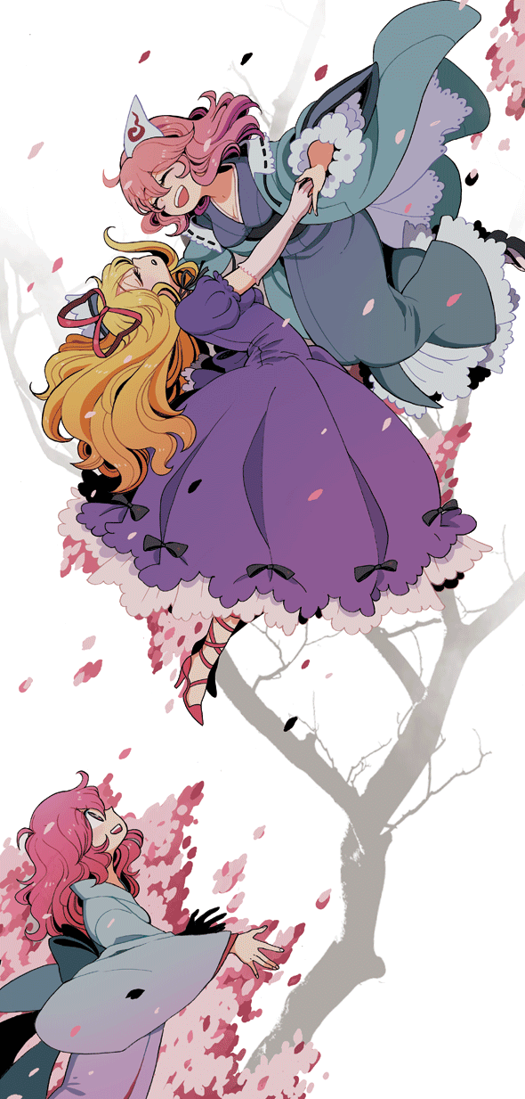 yakumo yukari and saigyouji yuyuko (touhou) drawn by mashuu_masaki