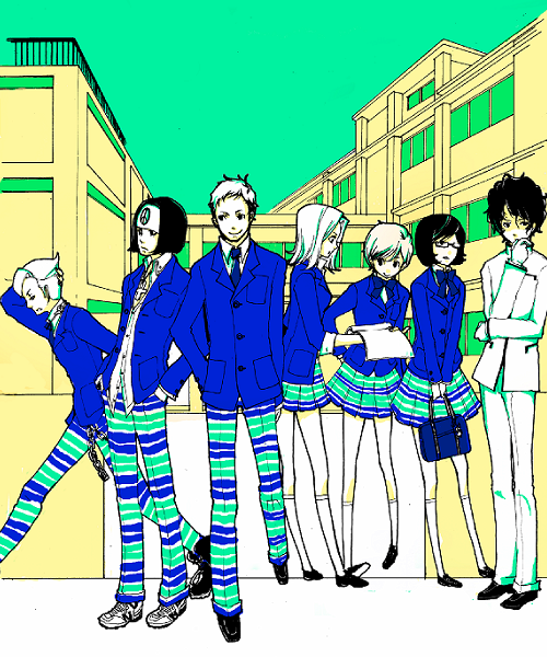 uchida tamaki, hazama ideo, miyamoto akira, male protagonist, shirakawa yumi, and 2 more (shin megami tensei and 1 more) drawn by yumemirumachi