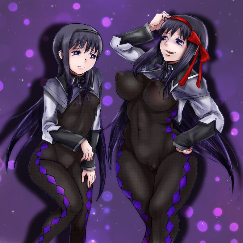 akemi homura and akuma homura (mahou shoujo madoka magica and 1 more) drawn by abazure