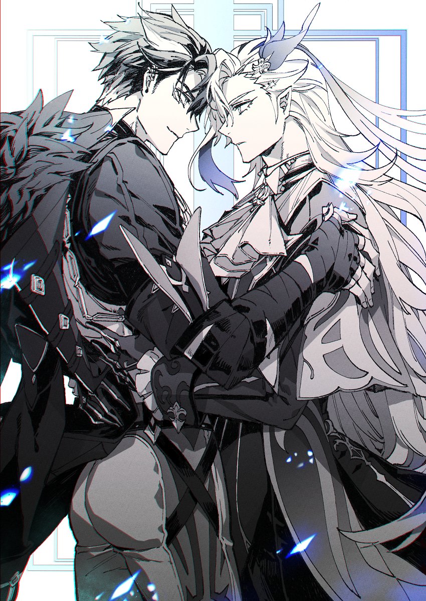 neuvillette and wriothesley (genshin impact) drawn by toriyoshi