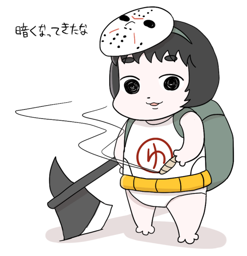 maru-yu, jason voorhees, and maru-yu-san (kantai collection and 1 more) drawn by gaiko_kujin