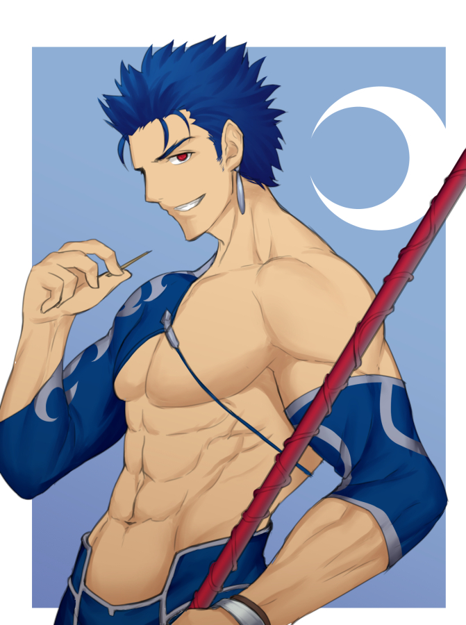 cu chulainn (fate and 2 more) drawn by jian_biao_dashii_kaede