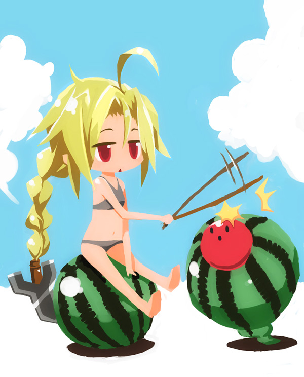 lambda-11 and arakune (blazblue) drawn by chatsubo_(yaba-yaba)