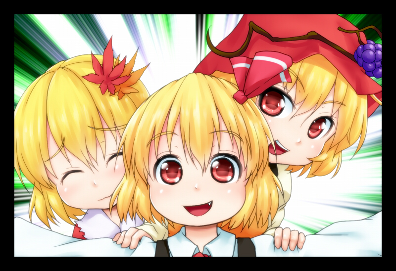 rumia, aki minoriko, and aki shizuha (touhou) drawn by waribashi-p