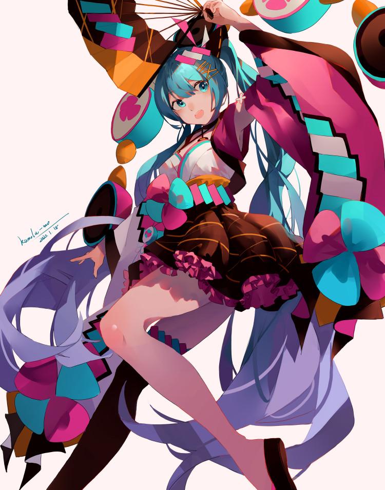 hatsune miku and magical mirai miku (vocaloid and 1 more) drawn by kofi-mo