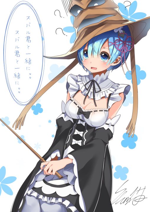 rem and sorting hat (re:zero kara hajimeru isekai seikatsu and 2 more) drawn by slumcat