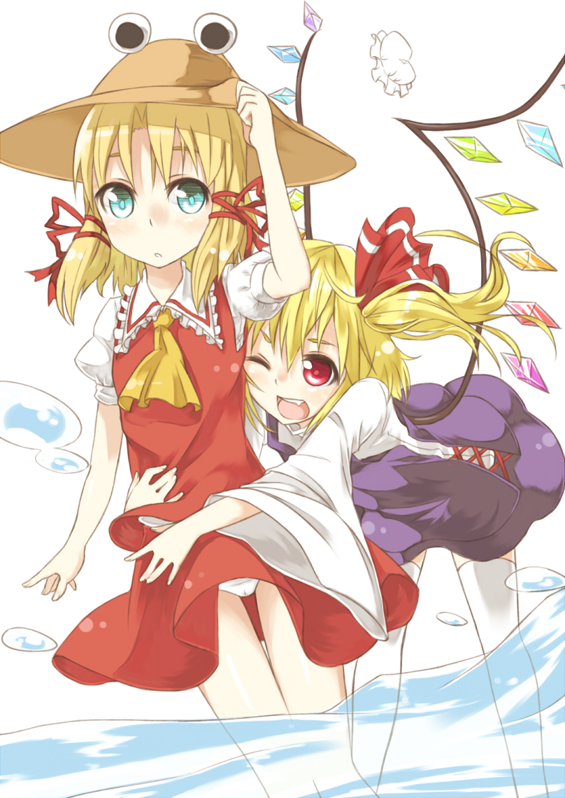 flandre scarlet and moriya suwako (touhou) drawn by ibuki_notsu