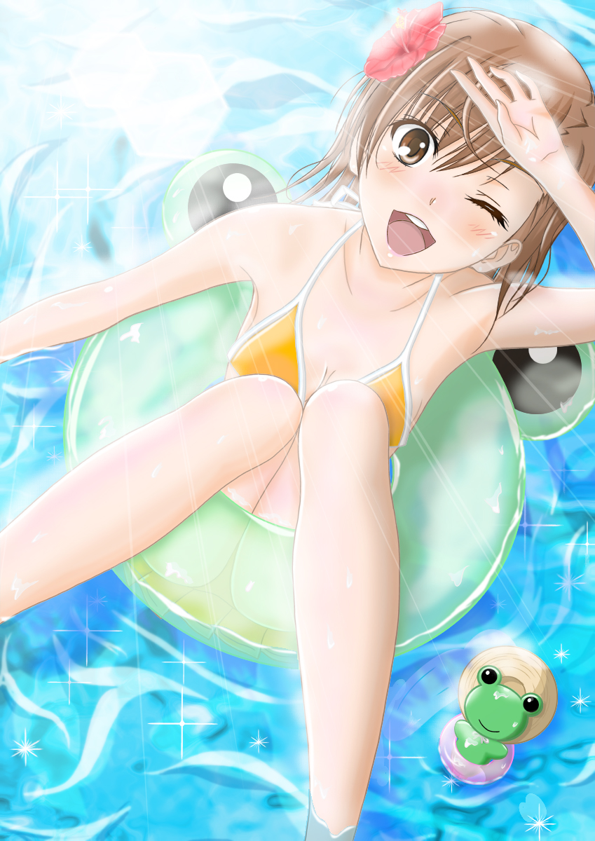 misaka mikoto and gekota (toaru majutsu no index and 1 more) drawn by h.i.t_(59-18-45)