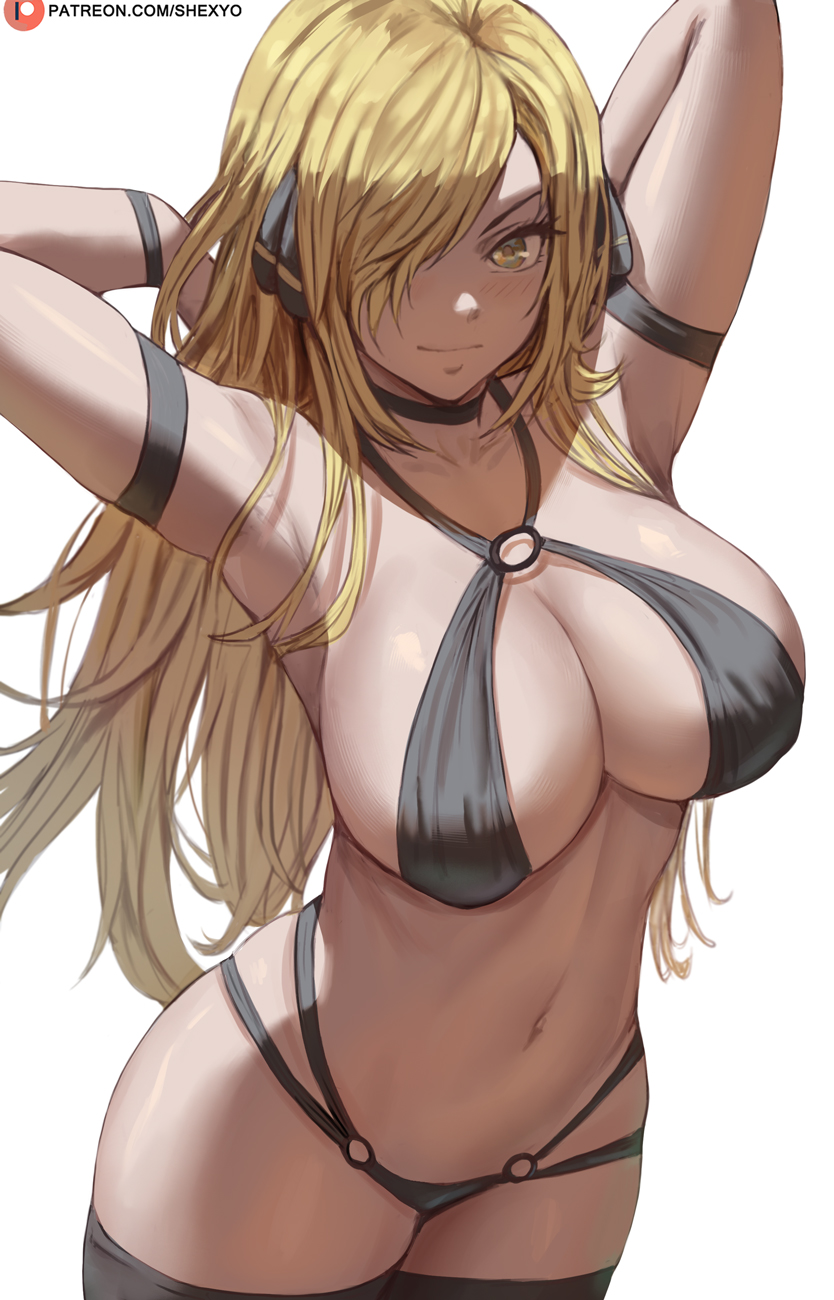 cynthia (pokemon and 1 more) drawn by shexyo