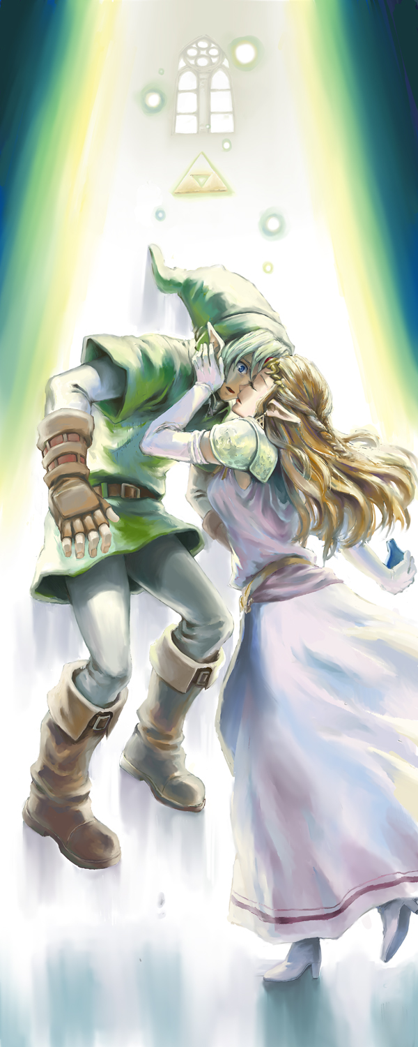 link and princess zelda (the legend of zelda and 1 more) drawn by beco