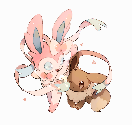 eevee and sylveon (pokemon) drawn by nao_(naaa_195)