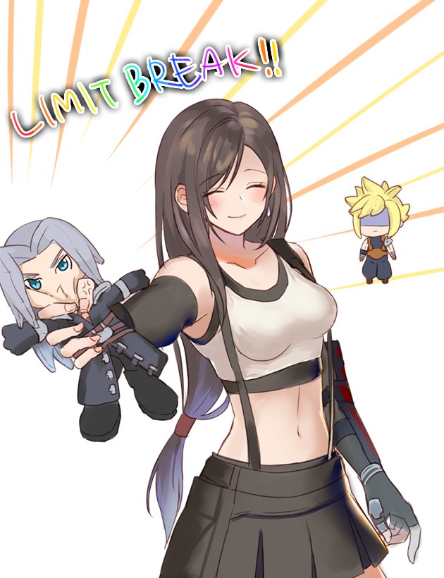 tifa lockhart, cloud strife, and sephiroth (final fantasy and 2 more) drawn by sasanomesi