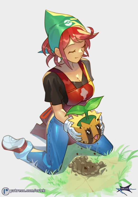 pyra, sunkern, and pokemon breeder (pokemon and 2 more) drawn by orlek