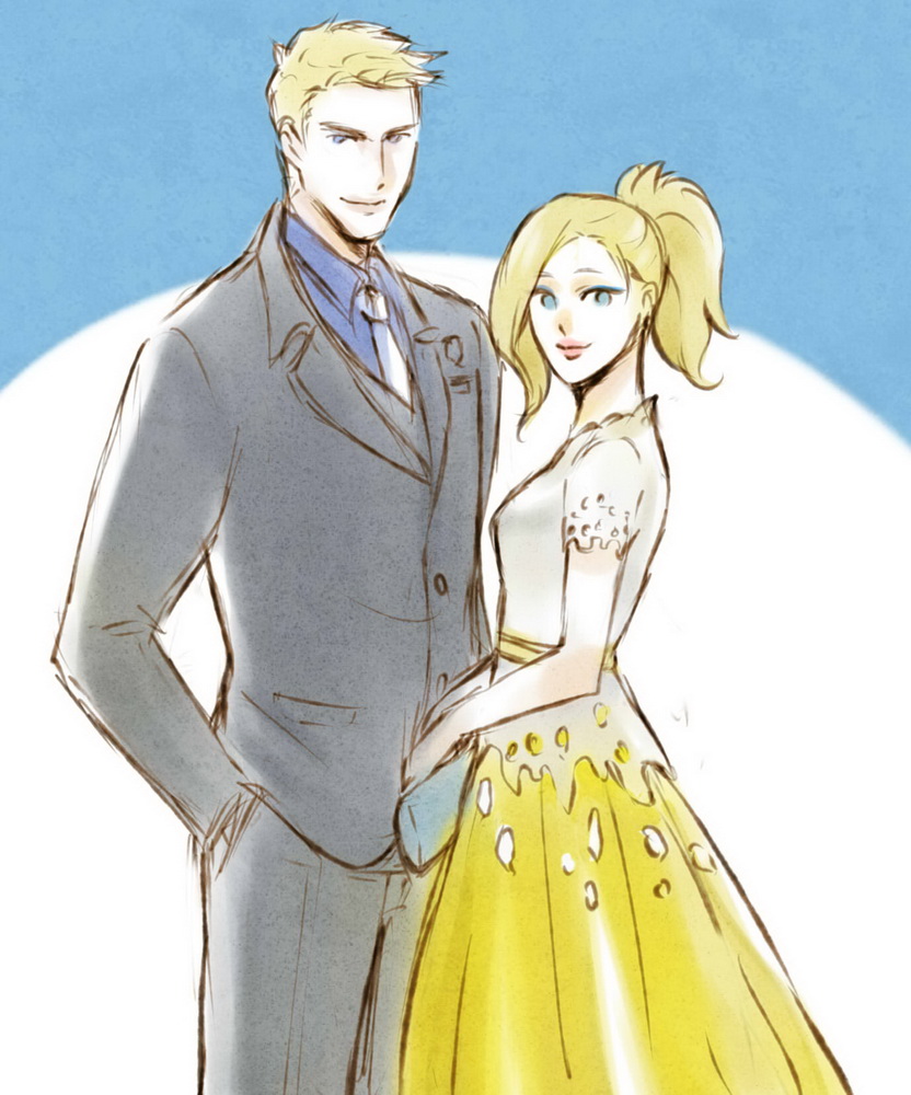 mercy and soldier: 76 (overwatch and 1 more) drawn by dhurain