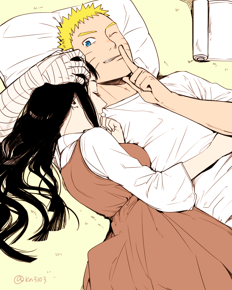 uzumaki naruto and hyuuga hinata (naruto) drawn by satomi_(n-s_freedom)