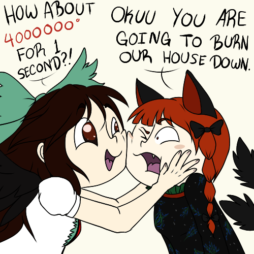 kaenbyou rin and reiuji utsuho (touhou) drawn by alinaartorius