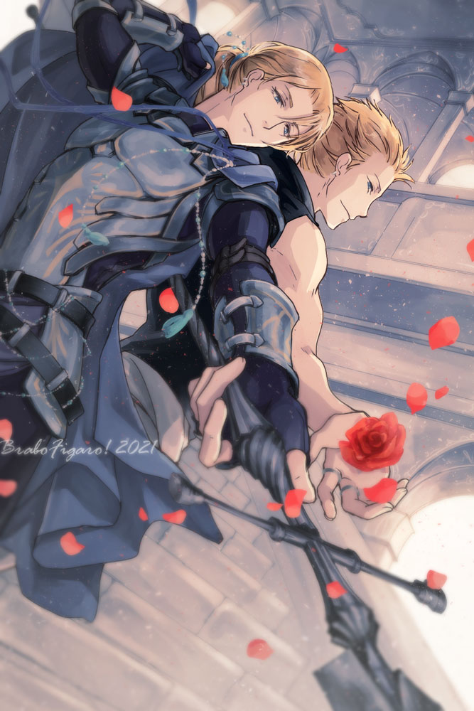edgar roni figaro and sabin rene figaro (final fantasy and 1 more) drawn by ren_mizuha